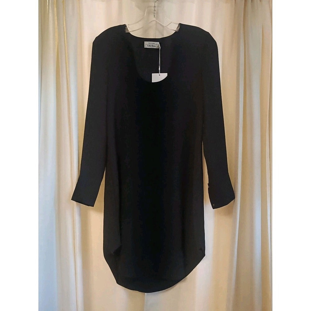 Paris Atelier‎ Womens 2 Black Long Sleeve Scoop Neck Shift Dress Formal Office